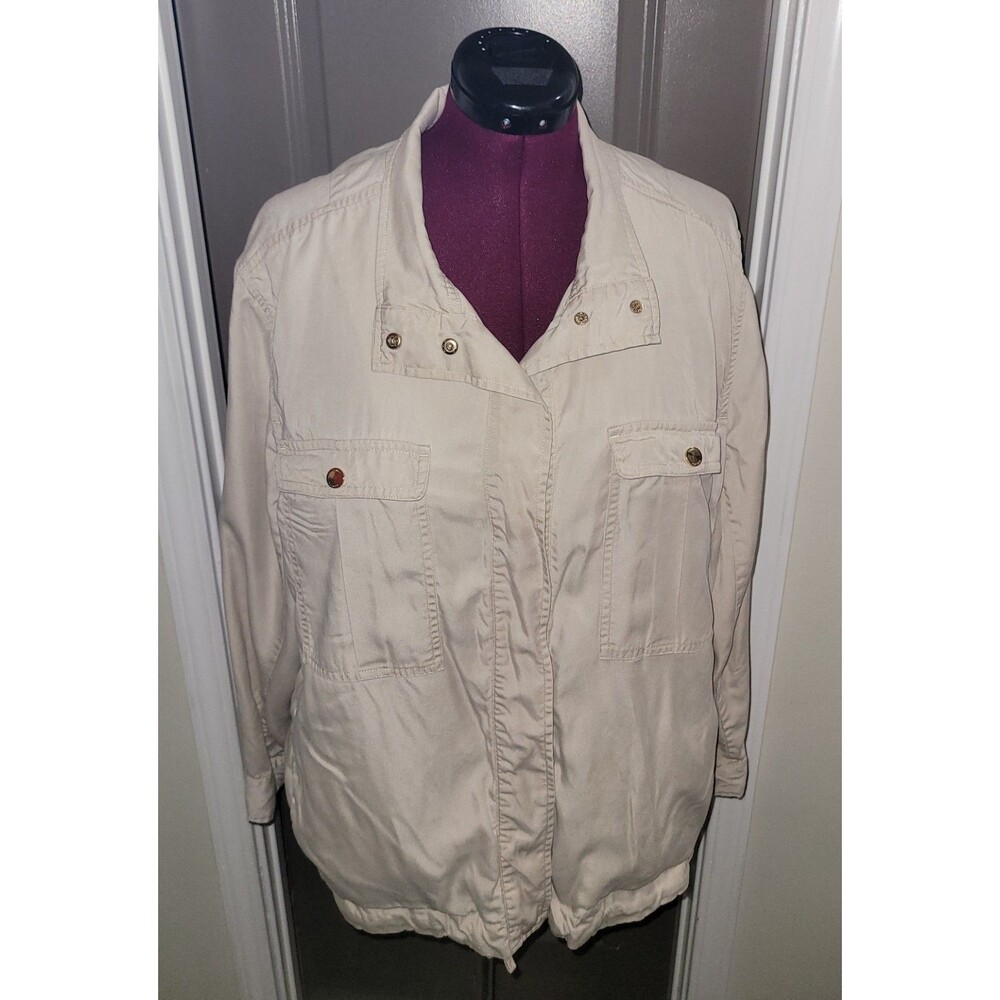 Tommy Hilfiger Full Zip Beige Utility Field Jacket Coat Lightweight Women’s 1X